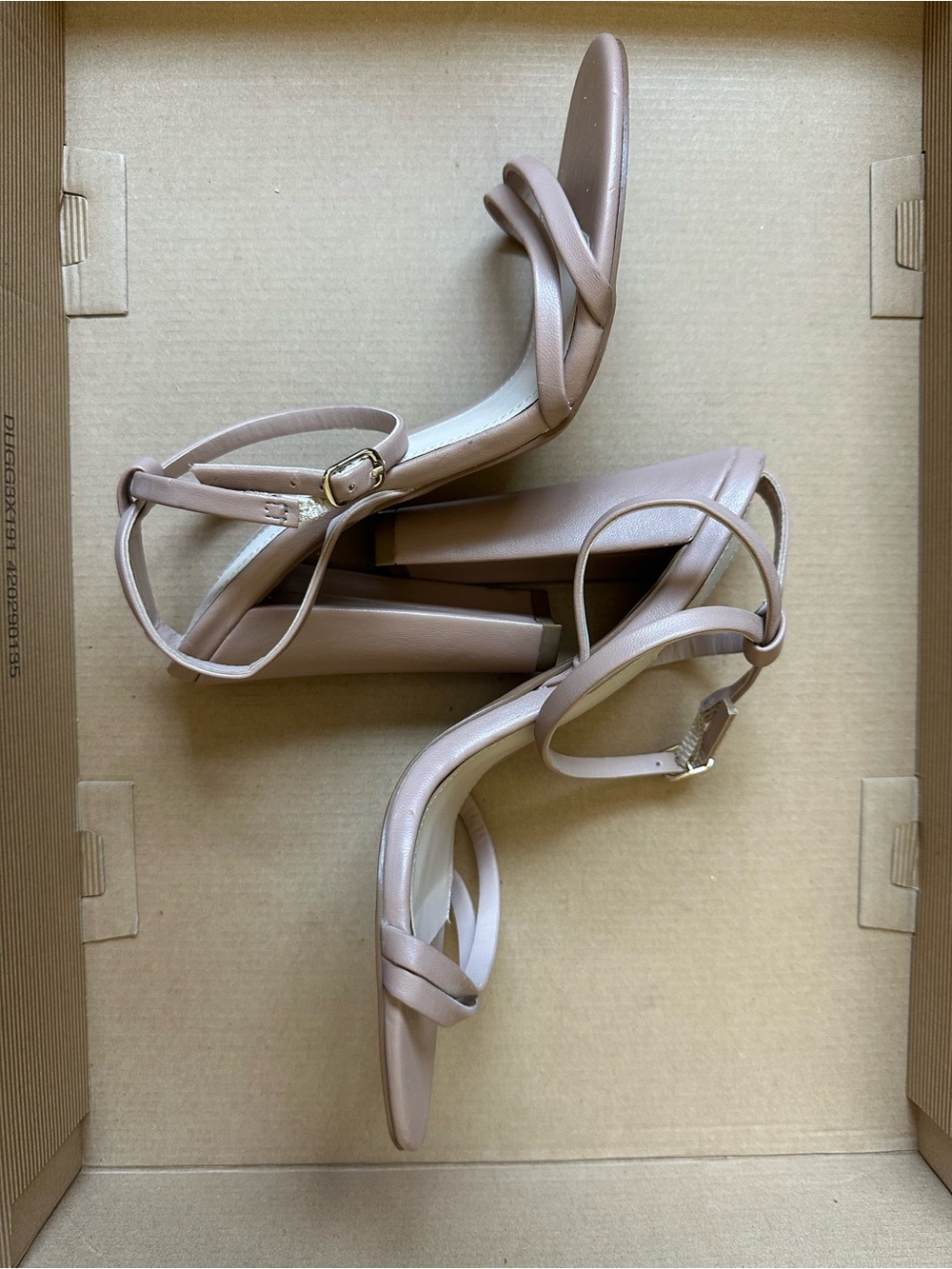 Women's Nude Strappy Block Heel Sandals